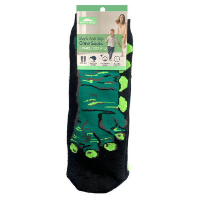 North Head Boy's Anti-Slip Crew Socks Size 9-12 1ea
