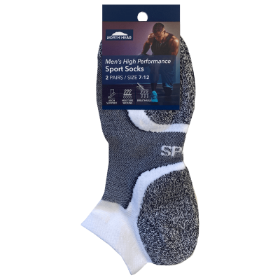 North Head 7-12 High Performance Assorted Mens Socks 2ea