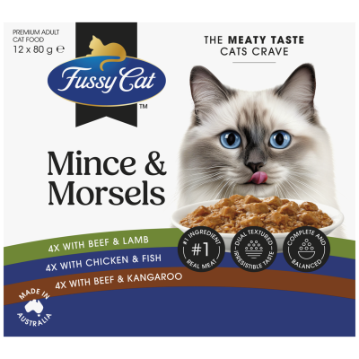 Fussy Cat Twice As Tasty Mince & Morsels Wet Cat Food 12 x 80g