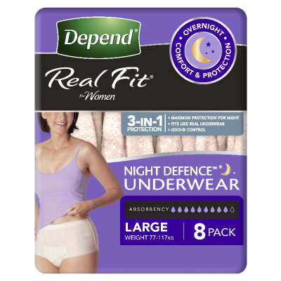 Depend Real Fit Night Defence Incontinence Underwear Women Large