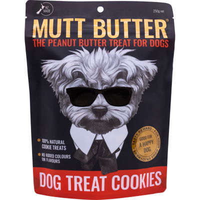 Mutt Butter Peanut Butter Original Plain Dog Treat Cookies 250g
