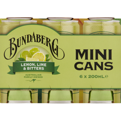 Bundaberg Lemon Lime & Bitters Mini Cans 6 x 200ml