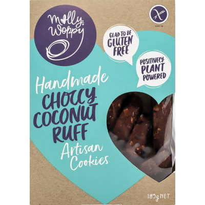 Molly Woppy Hand Made Gluten Free Choccy Coconut Ruff Artisan Cookies 185g