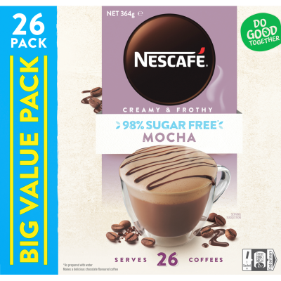 Nescafe 98% Sugar Free Mocha Coffee Sachets 26 x 14g