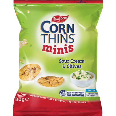 Real Foods Sour Cream & Chive Minis Corn Thins 80g