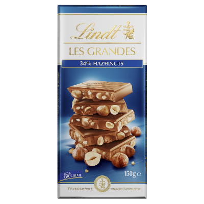 Lindt Les Grandes Hazelnut Milk Chocolate Block 150g