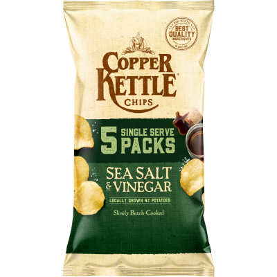 Copper Kettle Sea Salt & Vinegar Potato Chips 5 x 22g