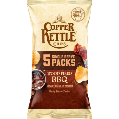 Copper Kettle Wood Fired BBQ Potato Chips 5 x 22g