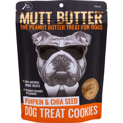 Mutt Butter Peanut Butter Pumpkin & Chia Seed Dog Treat Cookies 250g