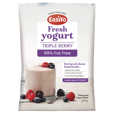 Easiyo 99% Fat Free Triple Berry Flavoured Yogurt Base 200g