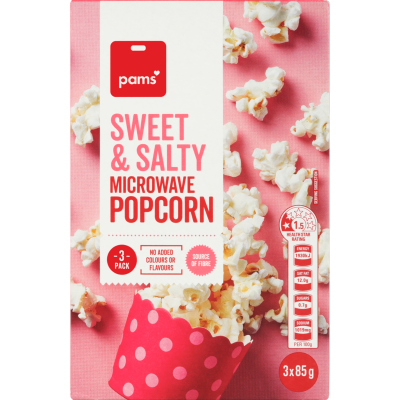 Pams Sweet & Salty Microwave Popcorn 3 x 85g