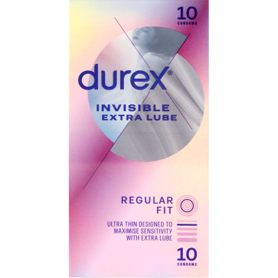 Durex Invisible Extra Lube Condoms 10pk