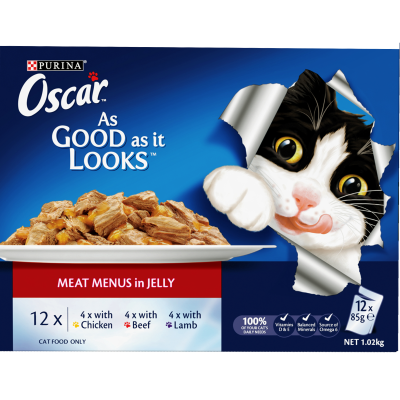 Purina Oscar Meat Menus Chicken Beef & Lamb Wet Cat Food 12 x 0.085kg