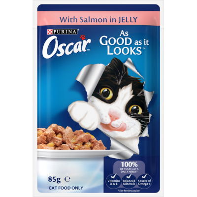 Purina Oscar Adult Salmon Jelly Wet Cat Food Pouch 12 x 7.1g