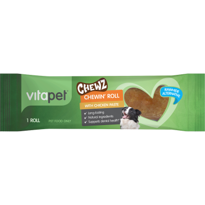 VitaPet Chewz Chewin' Roll With Chicken Paste Rawhide Alternative 1pk