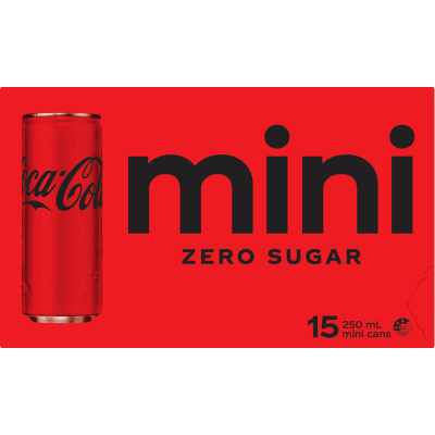 Coca-Cola Zero Sugar Soft Drink Mini Cans 15 x 250ml