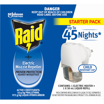 Raid Electric Mozzie Repeller Starter Pack 30ml