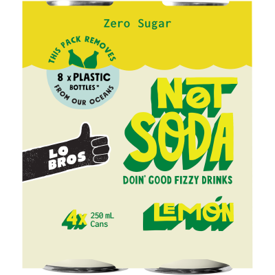 Lo Bros Lemon Not Soda Cans 4 x 250ml