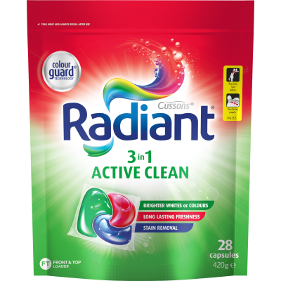 Radiant 3 In 1 Active Clean Laundry Capsules 28 x 15g