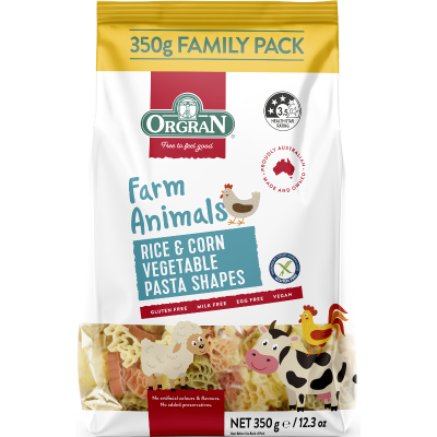 Orgran Farm Animals Rice & Corn Vegetable Pasta Shapes 350g