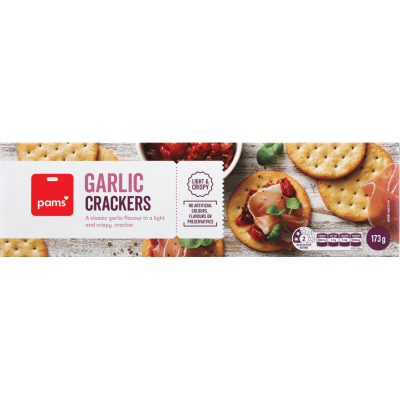 Pams Garlic Crackers 173g