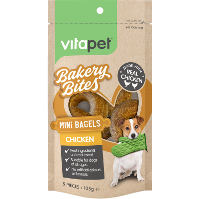VitaPet Bakery Bites Chicken Mini Bagels Dog Treats 5pk