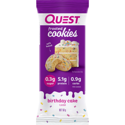 Quest Birthday Cake Flavour Frosted Cookies 50g