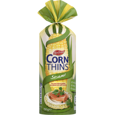 Real Foods Sesame Corn Thins Crackers 150g