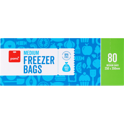 Pams Medium Freezer Bags 250mm x 350mm 80pk