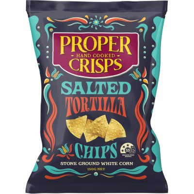 Proper Crisps Salted Stone Ground White Corn Tortilla Chips 150g