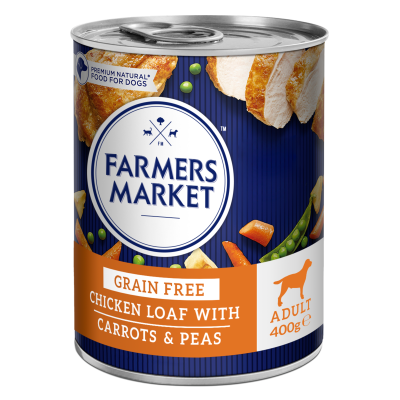 Farmers Market Grain Free Chicken Loaf with Carrots & Peas Adult Wet Dog Food 400G
