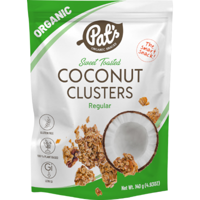 Pat's Organic Snacks Sweet Toasted Regular Coconut Clusters 140g