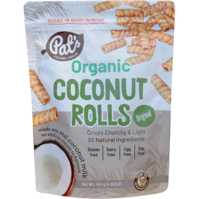 Pat's Organic Snacks Original Organic Coconut Rolls 140g