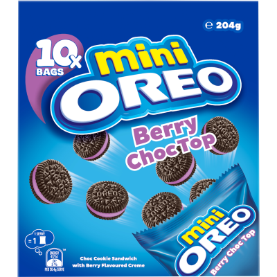 Oreo Mini Berry Choc Top Cookies 10 x 20.4g