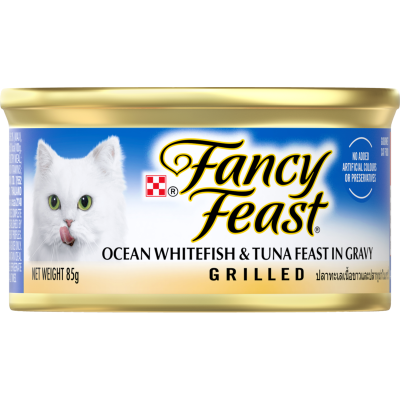Purina Fancy Feast Adult Grilled Ocean Whitefish & Tuna Feast Gravy Wet Cat Food 85g