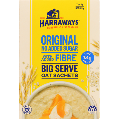 Harraways Fibre Rich Creamy Original Big Serve Oat Sachets 7 x 45g