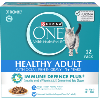 Purina ONE Healthy Adult With OceanFish In Gravy Wet Cat Food 12 x 70g