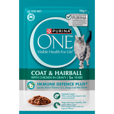 Purina ONE Coat & Hairball With Chicken With Chicken Wet Cat Food 70g