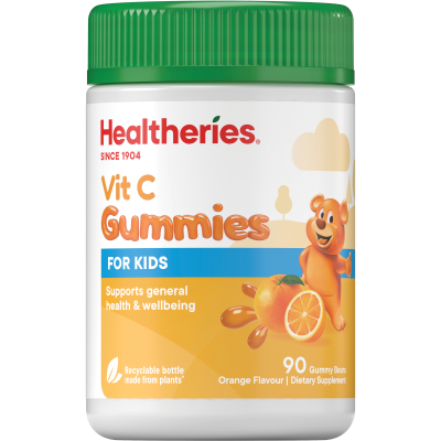 Healtheries Vit C Gummies for Kids Orange Flavour Gummy Bears 90pk