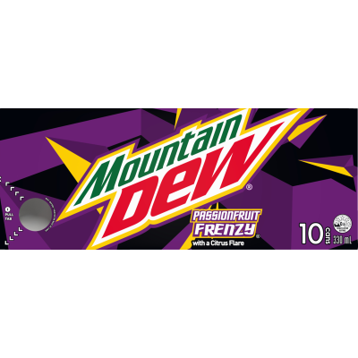 Mountain Dew Passionfruit Frenzy Soft Drink Cans 10 x 330ml