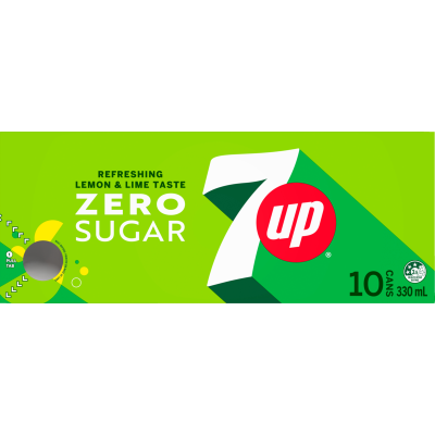 7UP Zero Sugar Soft Drink Cans 10 x 330ml