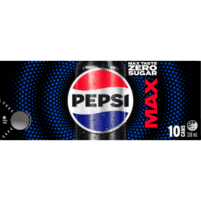 Pepsi Max Zero Sugar Soft Drink Cans 10 x 330ml