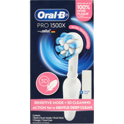 Oral-B Pro 1500X Extra Sensitive Clean Electric Toothbrush Kit 1pk