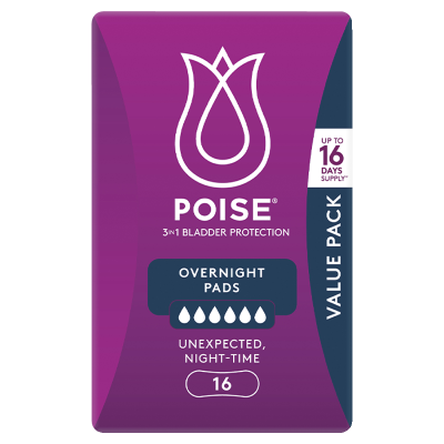 Poise Overnight Pads 16pk