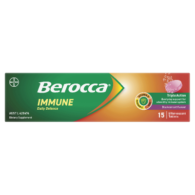 Berocca Immune Daily Defence Blackcurrant Flavour Effervescent Tablets 15pk