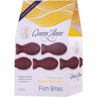 Queen Anne Pineapple Marshmallow Milk Chocolate Fish Bites 170g