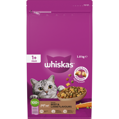 Whiskas Beef & Lamb Flavours 1+ Adult Dry Cat Food 1.8kg