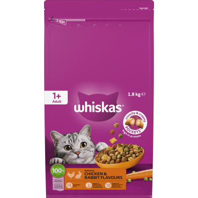 Whiskas Chicken & Rabbit Flavours Adult Dry Cat Food 1.8kg