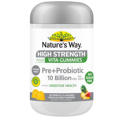 Nature's Way High Strength Pre+Probiotic Tropical Flavoured Adult Vita Gummies 50pk