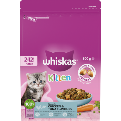 Whiskas Chicken & Tuna Flavours 2-12 Months Kitten Dry Cat Food 800g